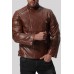 Men's Casual Punk Zipper Long Sleeve Leather Coat